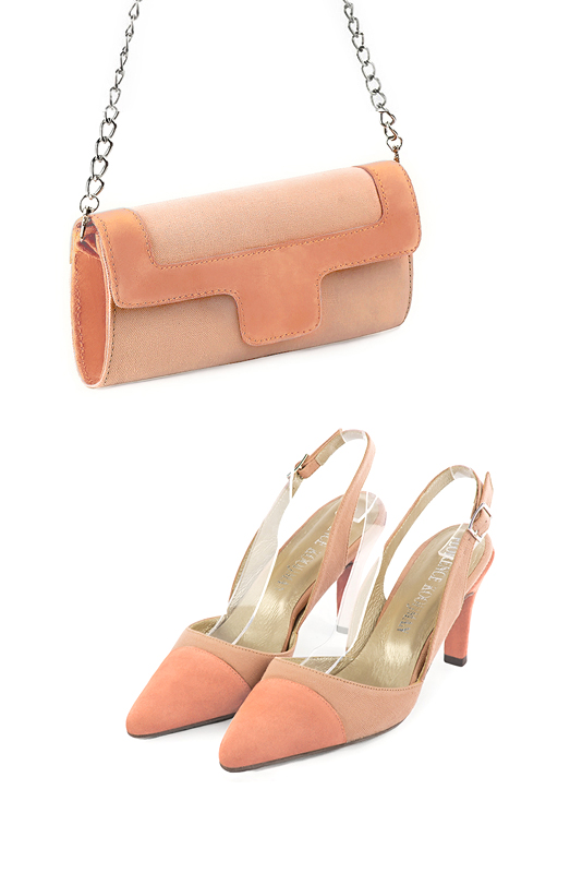 Dress clutch for wedding and parties in peach - Worn view